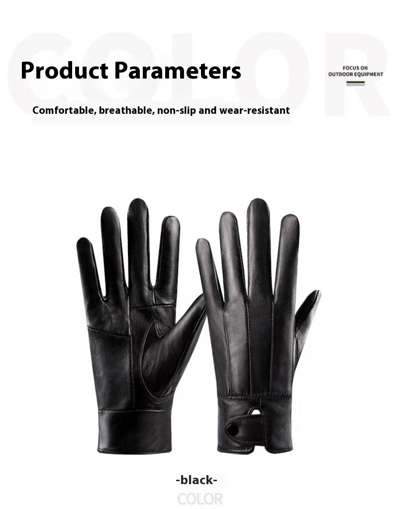 Gants en cuir véritable pour les hommes et les femmes L'automne et l'hiver revêtus de polaire