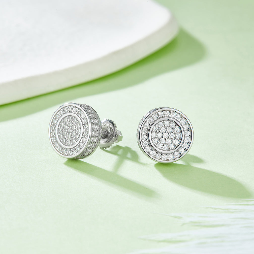 S925 Argent Sterling 190pcs D Couleur VVS1 Moissanite Double Boucles d'oreilles Halo Stud 10,8mm Vis