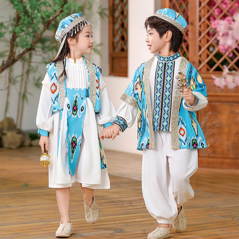 Enfants de minorités ethniques à manches longues Springautumn Outfit Xinjiang Uyghur-style enfant porter