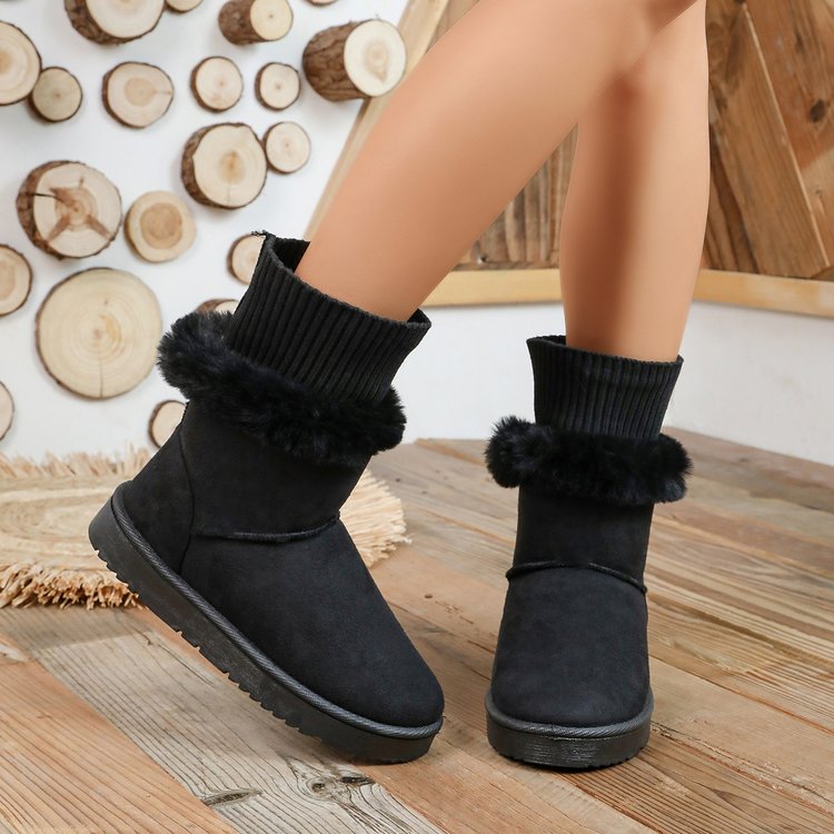 Bottes de neige éparpillées en polaire pour femmes