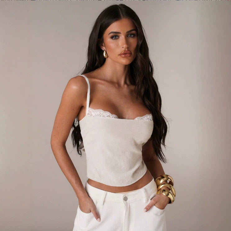 Faux deux-pièces Camisole Figure-hugging Sexy Outerwear Tank Top