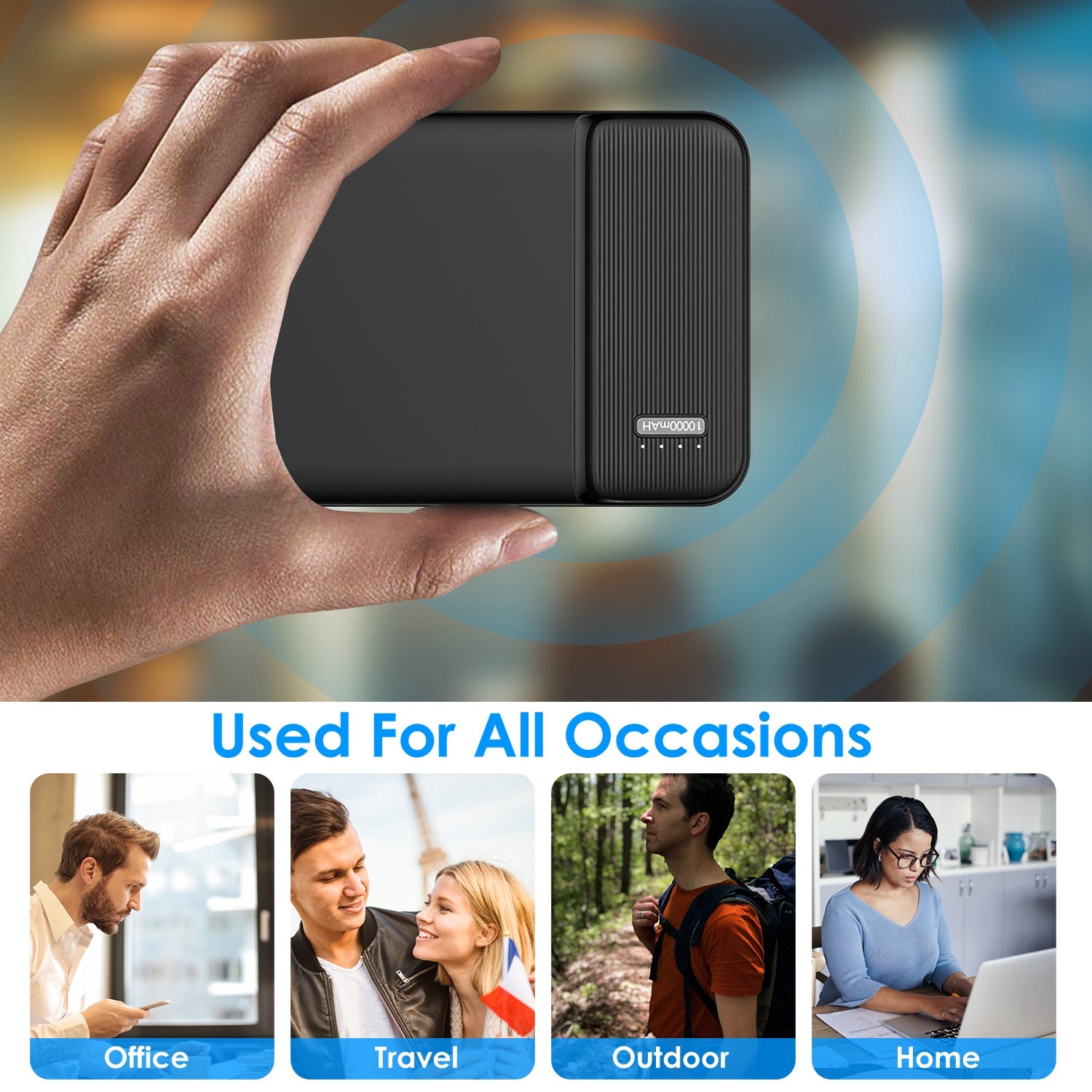 1Pc 30000mAh 20000mAh 1W MAh Chargeur d'alimentation rapide avec 1 câble USB pour IOS
