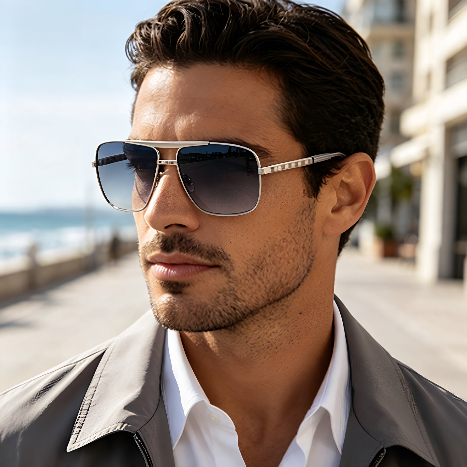 Lunettes de soleil ATTITUDE Homme Artistic Retro Box Slings Lunettes de soleil Trendy Homme Street Shades