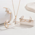 Parure bijoux papillon 4 pièces : collier, boucles, bague, bracelet