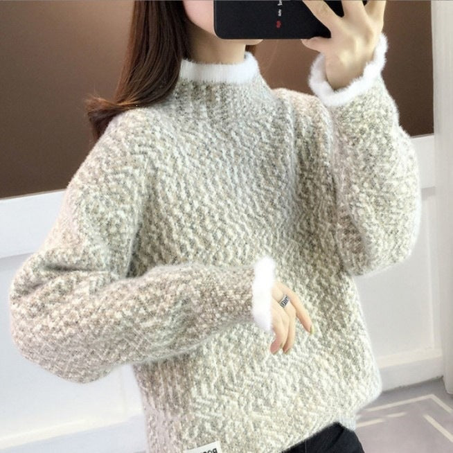 Tweater en col roulé épais pour femmes convenant à la fois à la couche et à l'usure comme vêtements de dessus