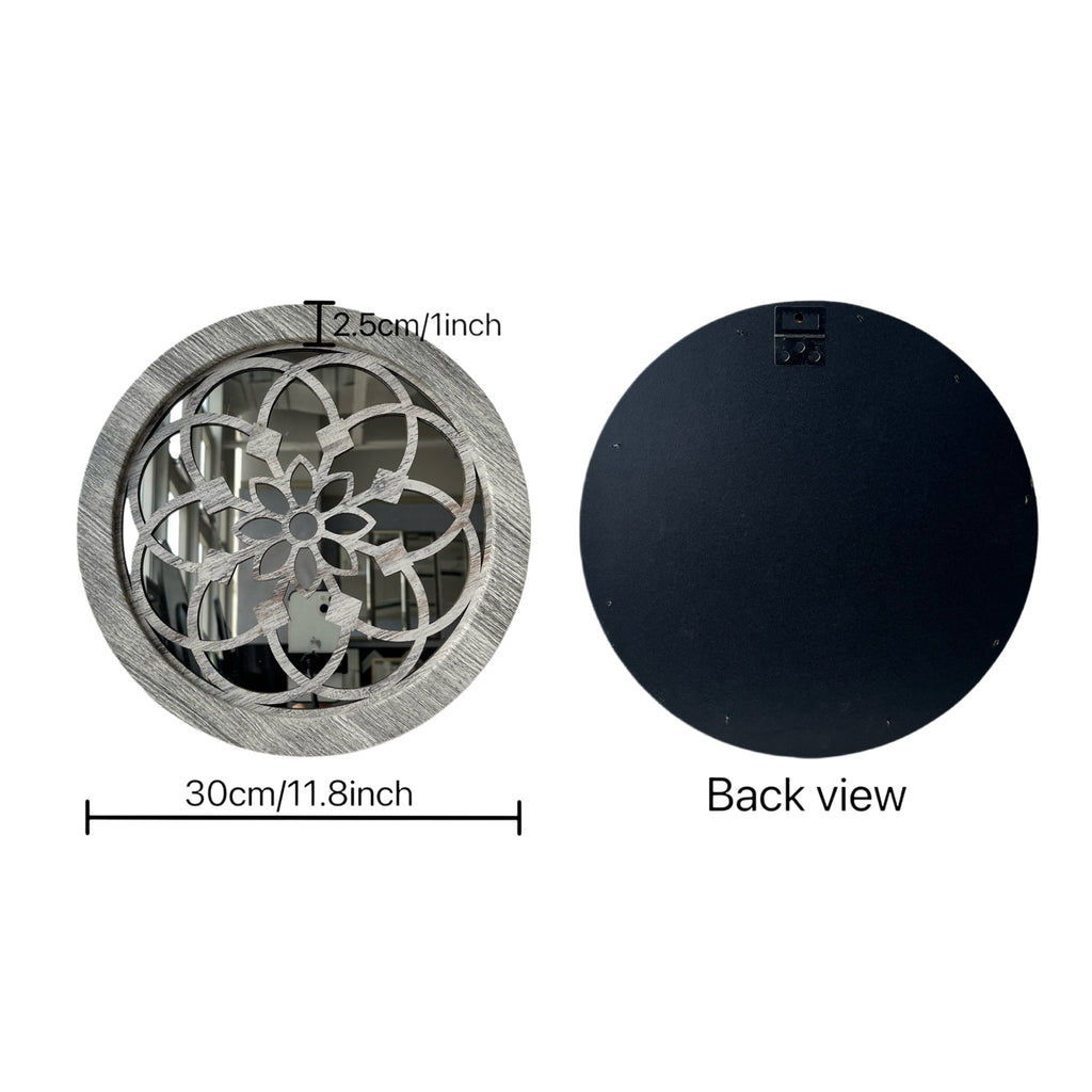 2 Pack Miroir mural en bois rond rustique