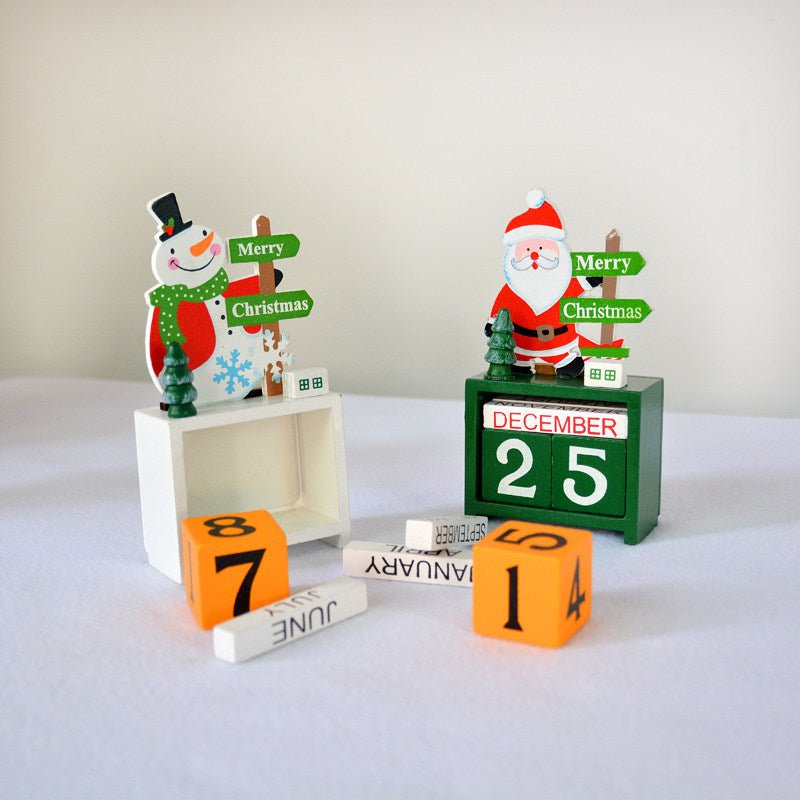 Décorations de Noël Calendrier de bureau en bois Petits ornements Calendrier de bureau Jouet pour enfants