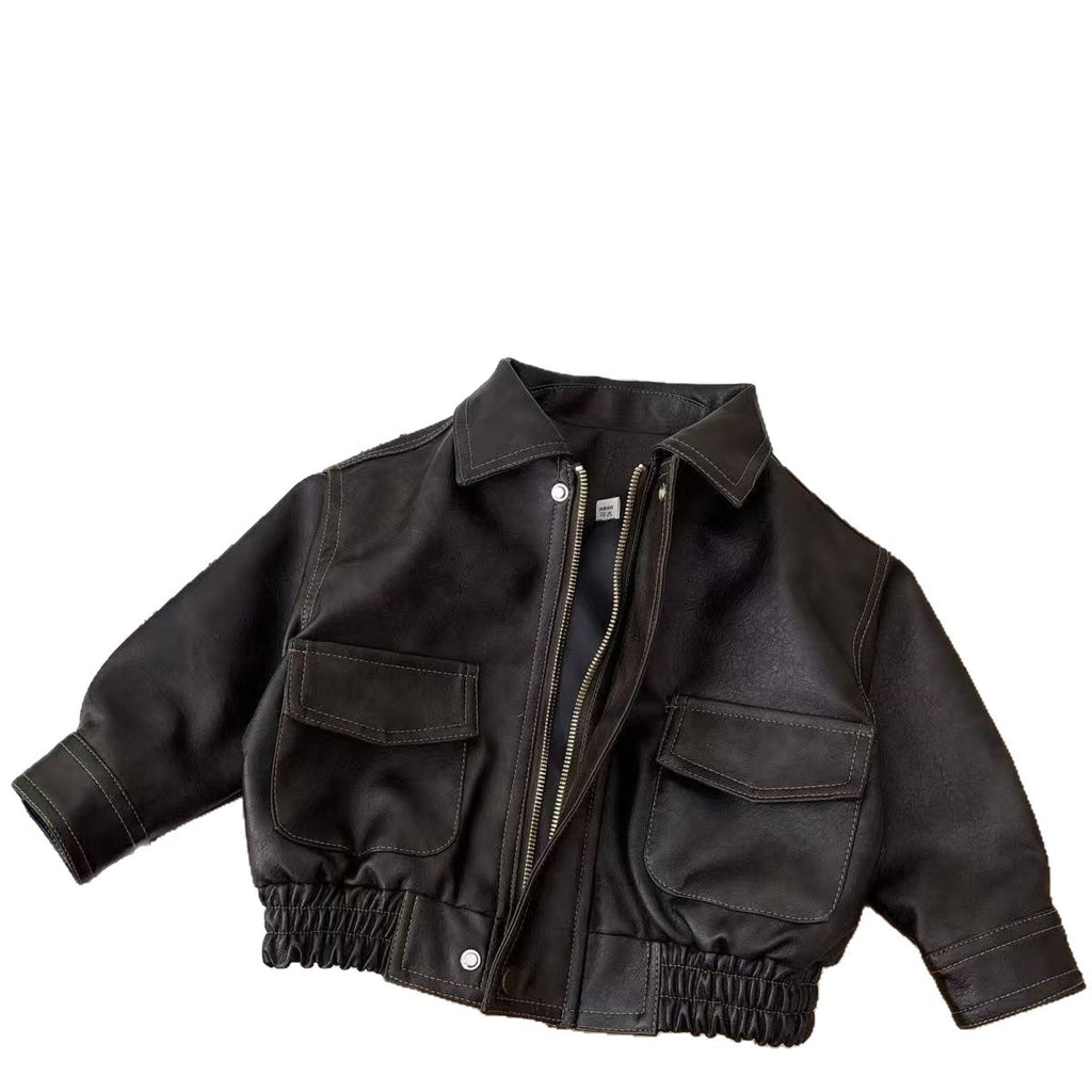Haut de veste en cuir pour enfants