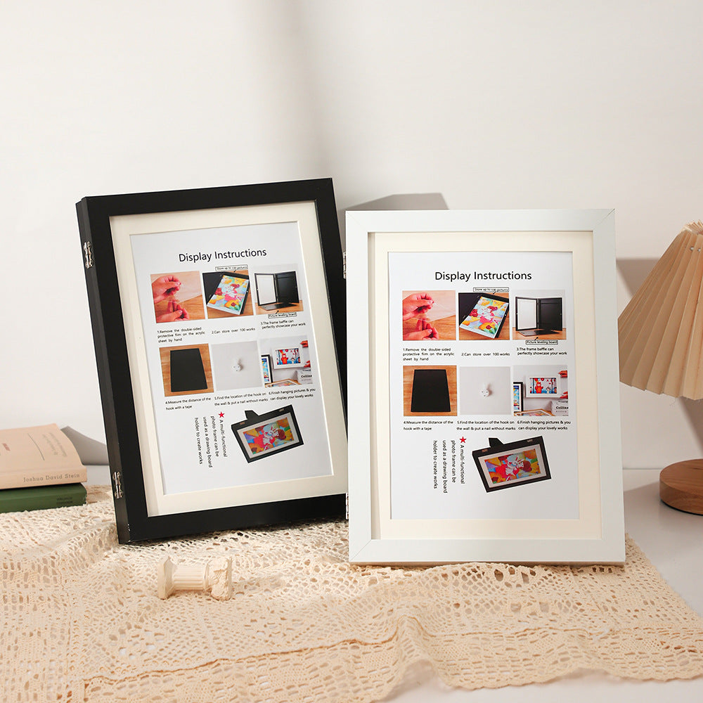 Enfants Art Frame magnétique Snap-Open peinture à l'huile Boîte de rangement Cadre photo