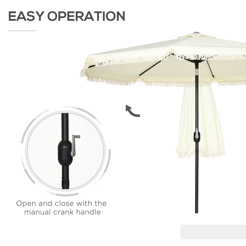 Parapluie Cantilever de 9 pieds avec Tilt bouton poussoir et Crank Tassles et 8 côtes Parapluie ombre