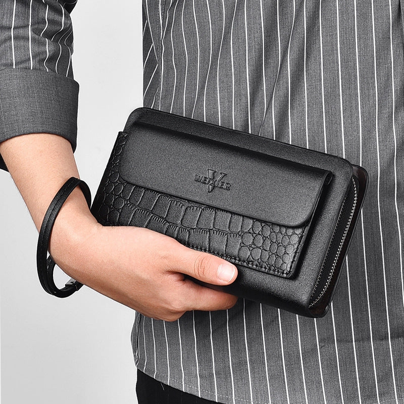 Retro multiples fentes de cartes Double Zip Wallet Hommes