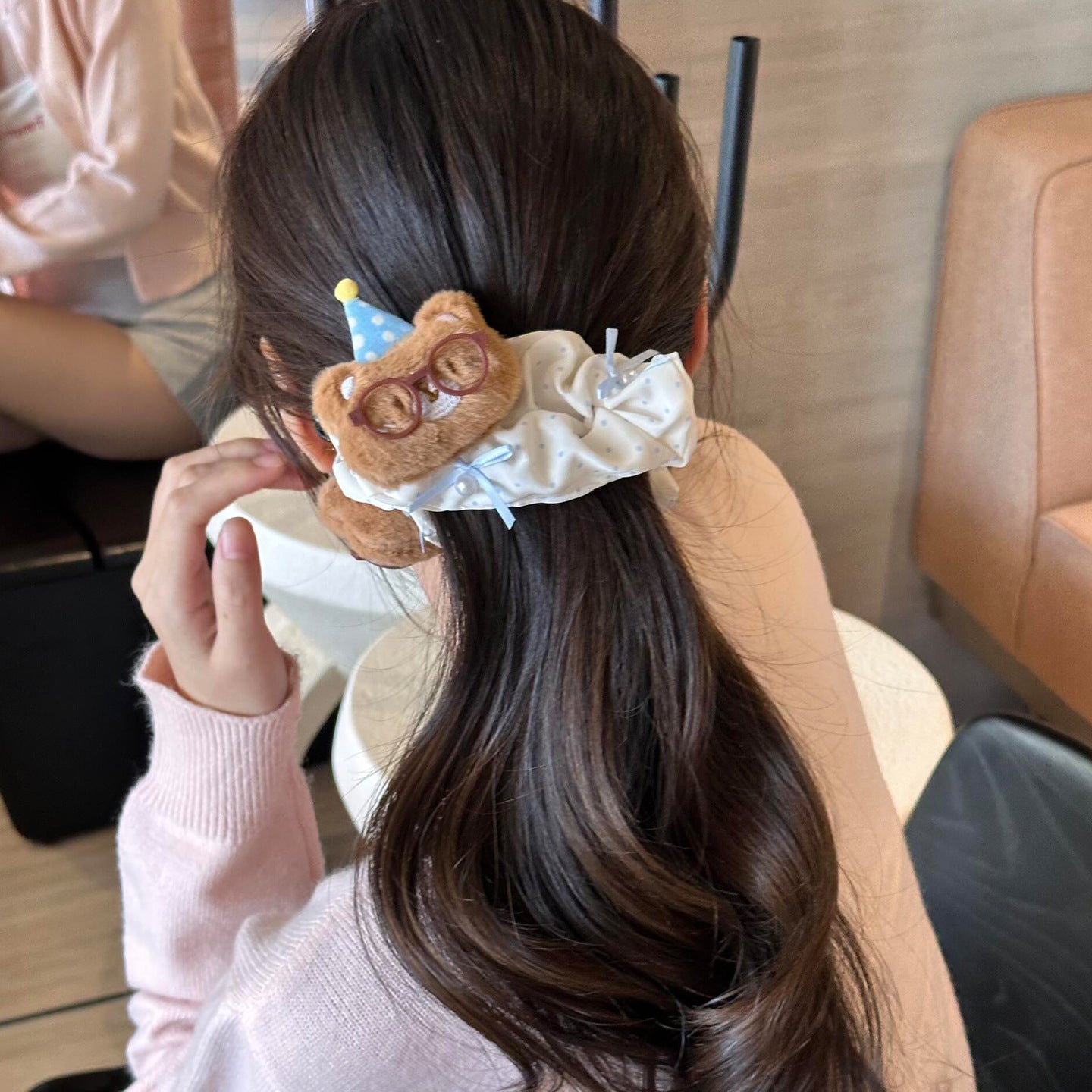 Mignon Polka-dot Petite tête de pince à cheveux ours