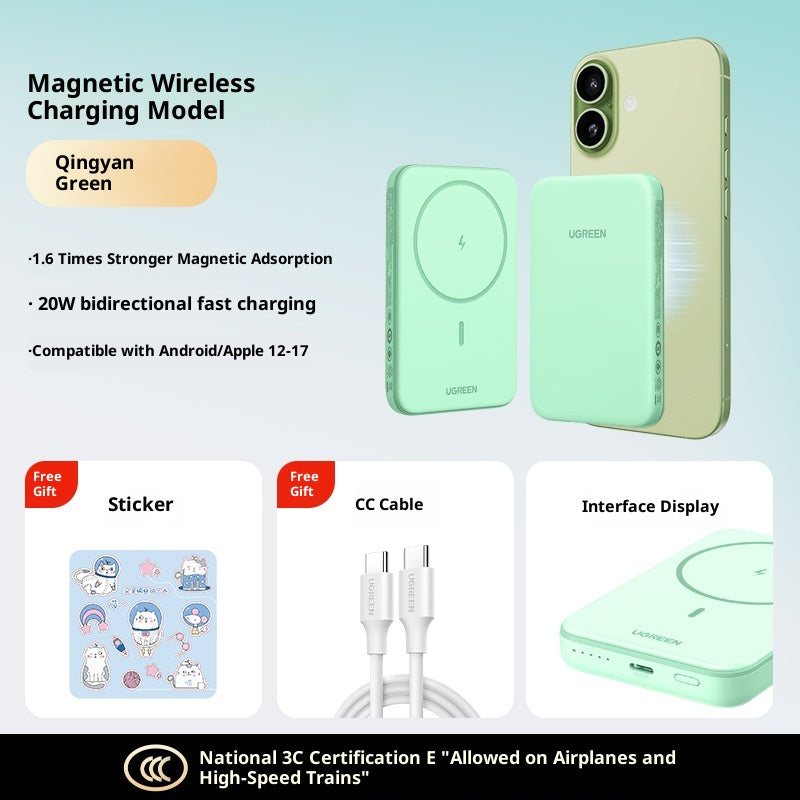 Banque de puissance sans fil magnétique ultra-mince Compact Portable