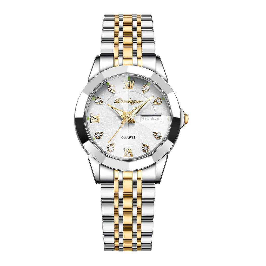 Femmes étanche double calendrier lumineux Wrist Watch