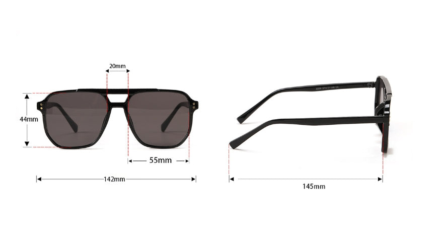 Lunettes de soleil carrées à double faisceau de mode pour femmes