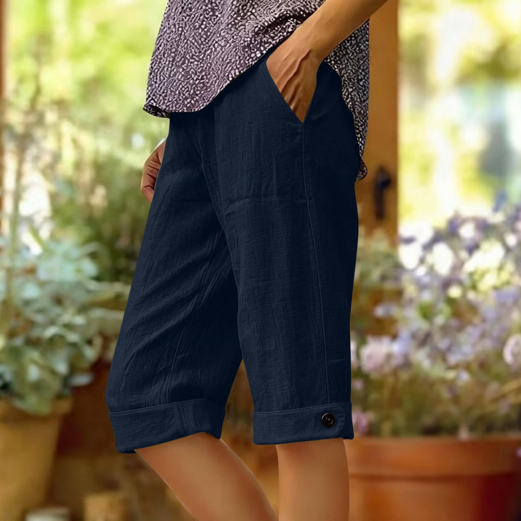 Coton et Linge de maison pour femmes, short lombaire avec ourlet et poches