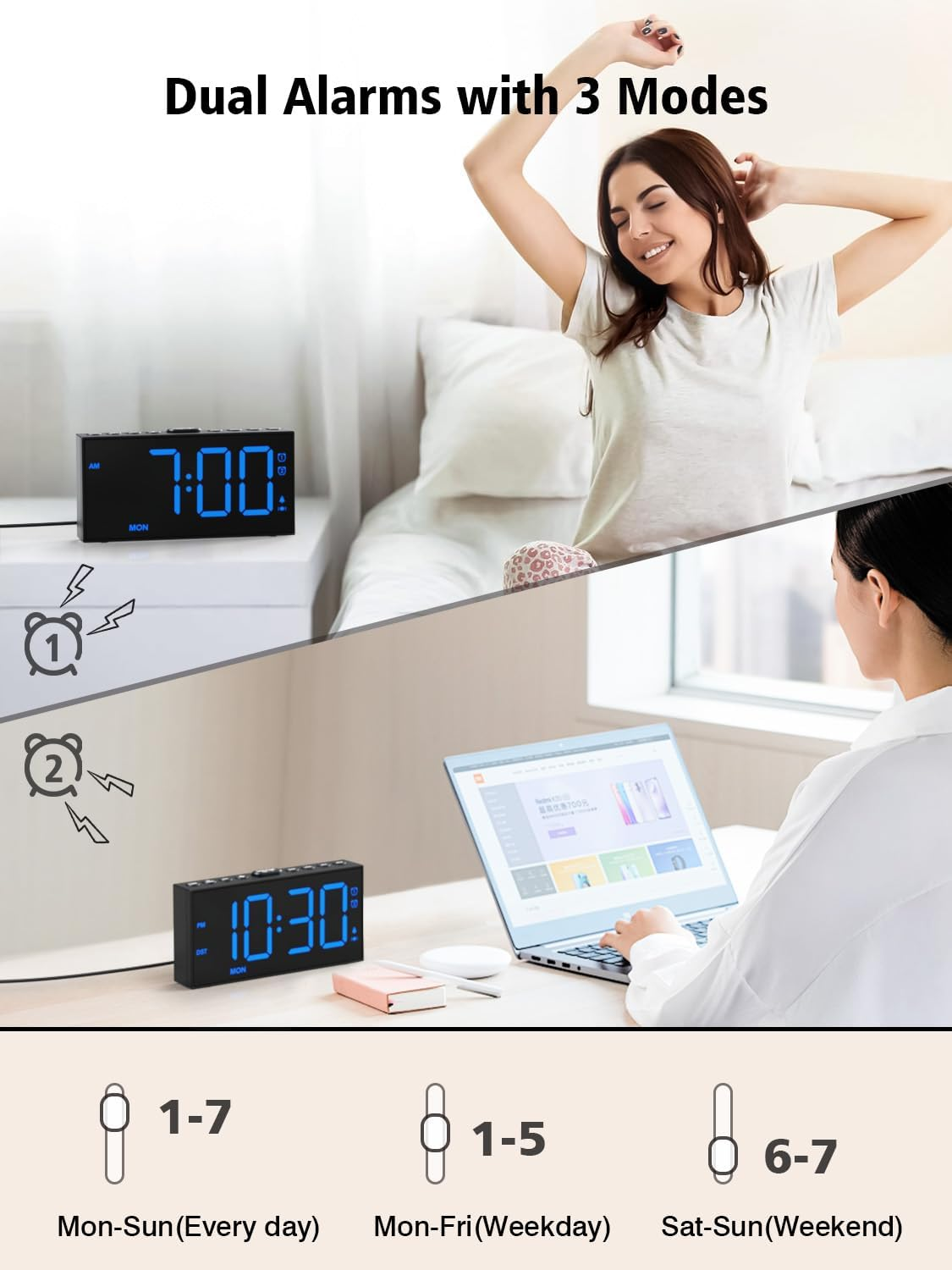 Un réveil de lumière avec un dispositif de vibration de lit