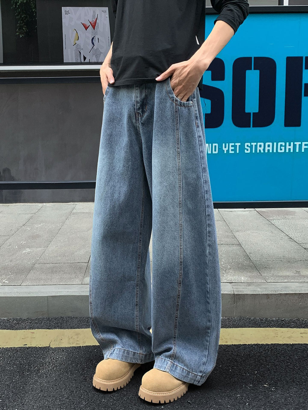 Jeans Retro Blue American-Style Bootcut pour hommes