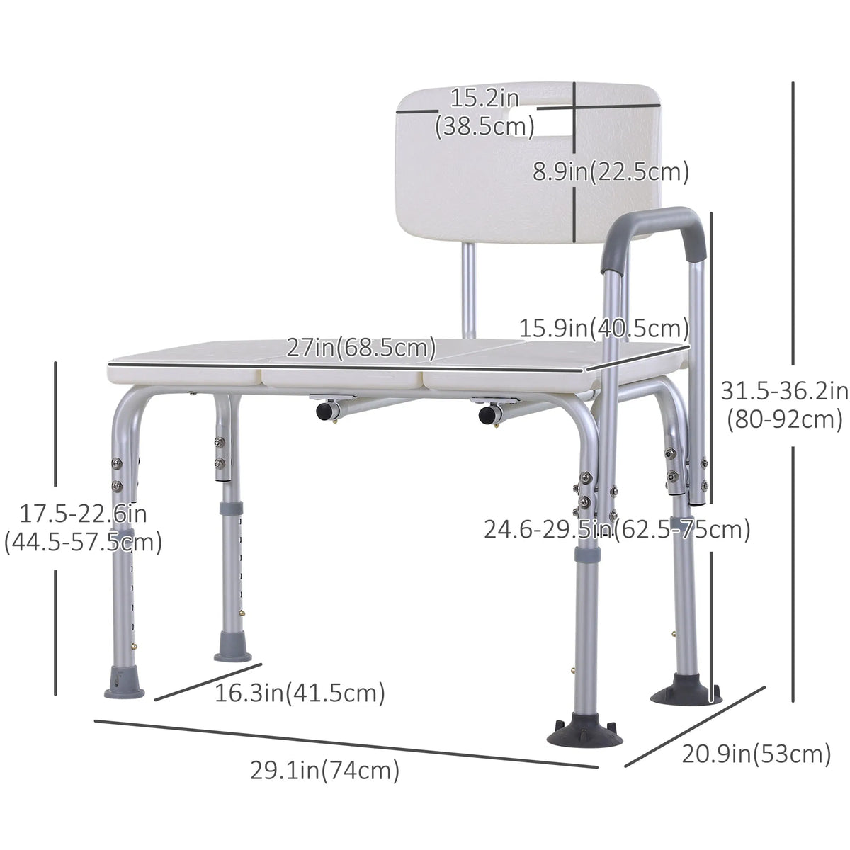 Chaise de transfert en aluminium avec pieds antidérapants
