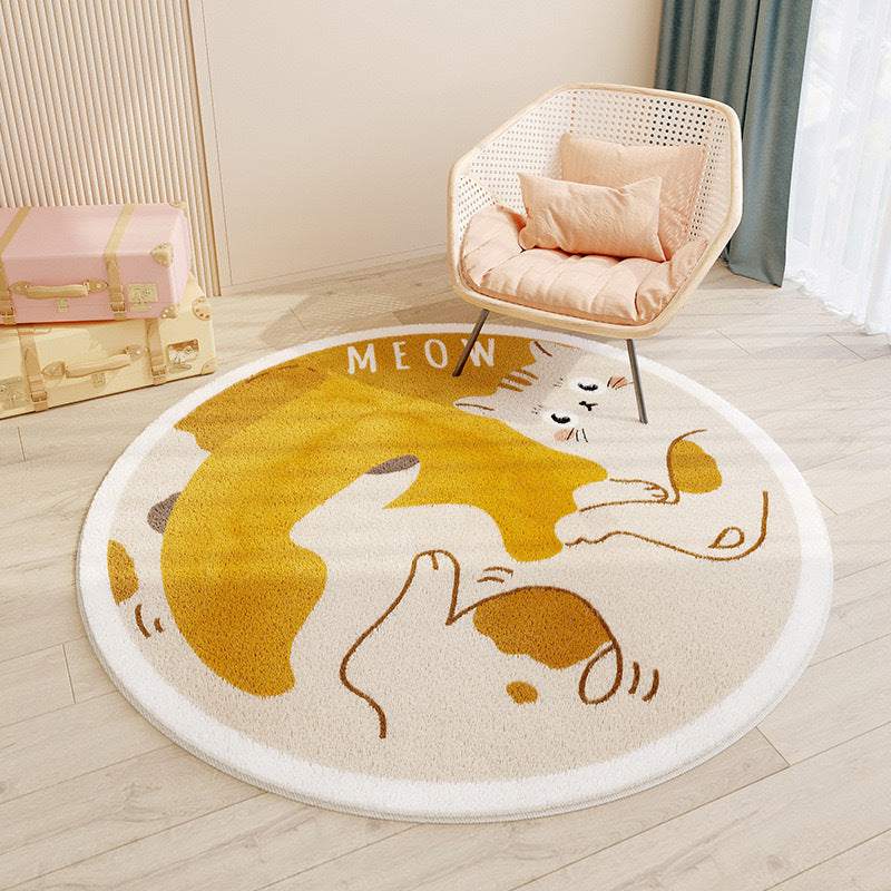 Cashmere-like Round Floor Mat Chambre à coucher mignon Rond Absorbant Non-dérapant Salon
