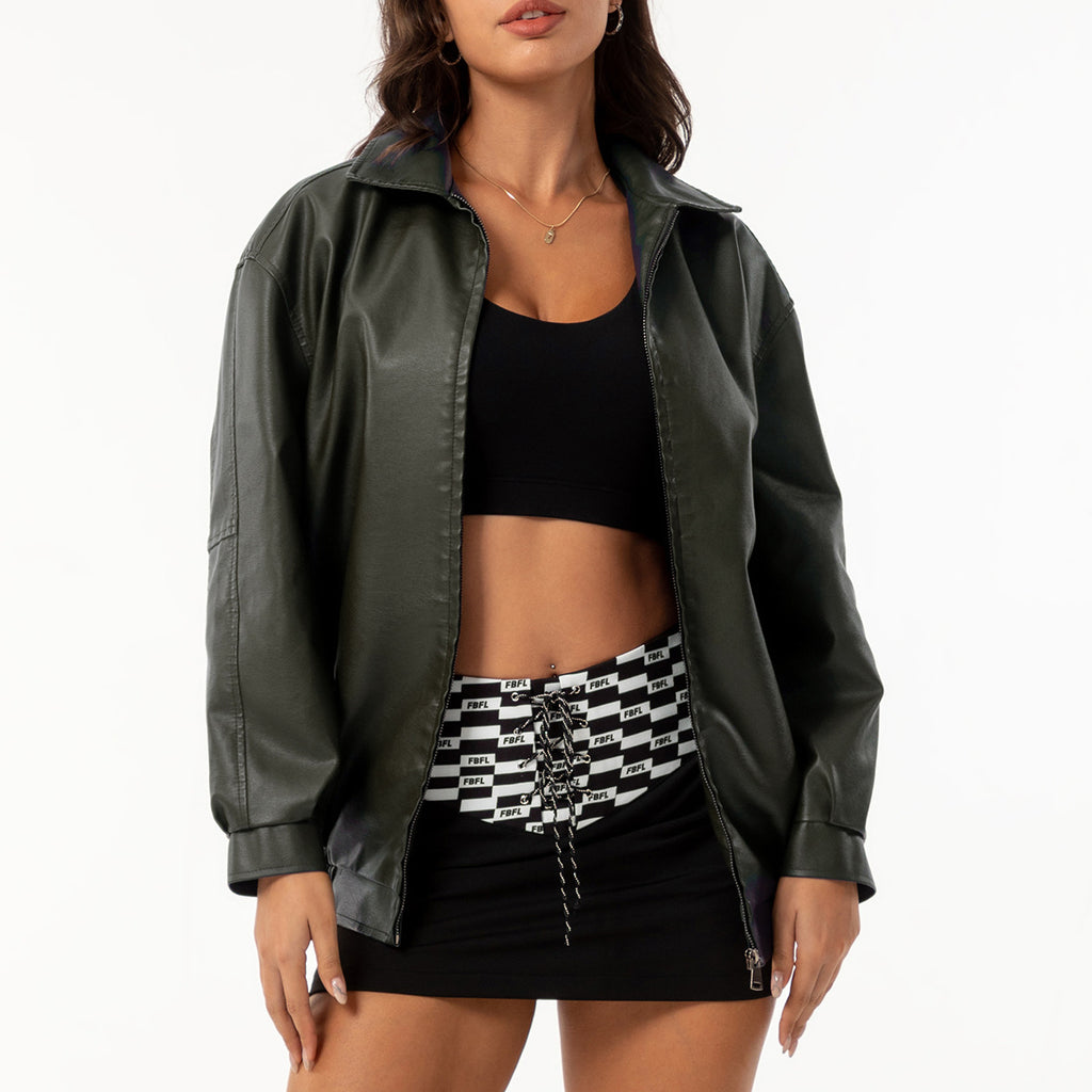 Veste de mode européenne et américaine en cuir souple pour femme