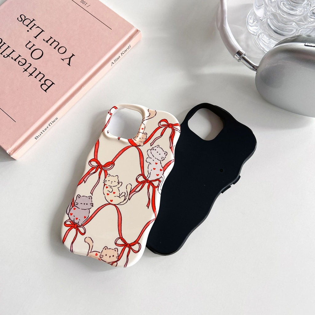 Cas téléphonique de deux en un de coeur de ruban