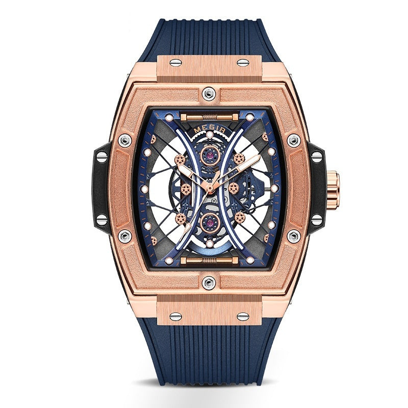 Tendance de mode Tonneau homme Bracelet en silicone Montre de sport lumineuse