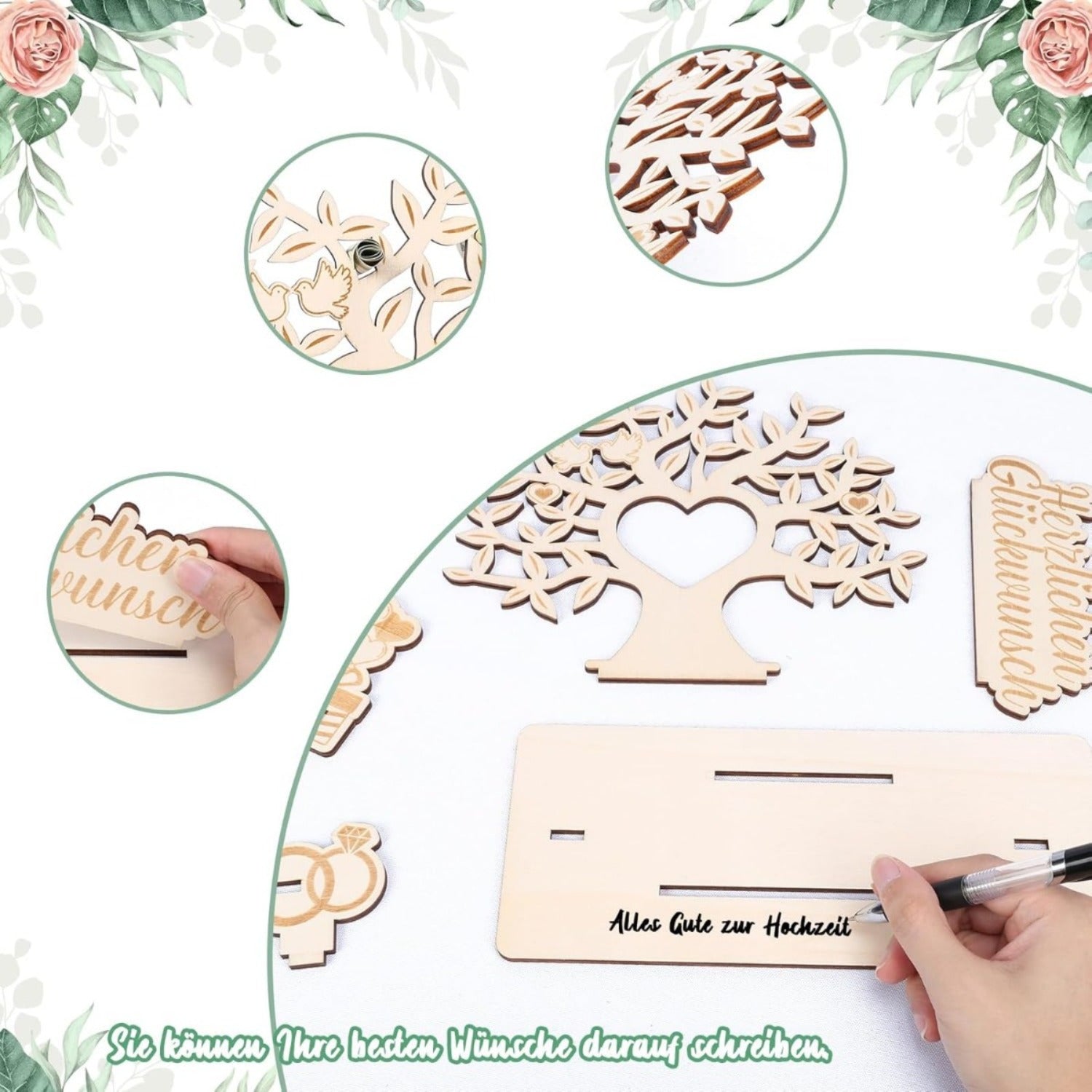 Argent de mariage Cadeau en bois Argent Arbre cadeau Arbre de vie Décoration de table Arbre de mariage Creat