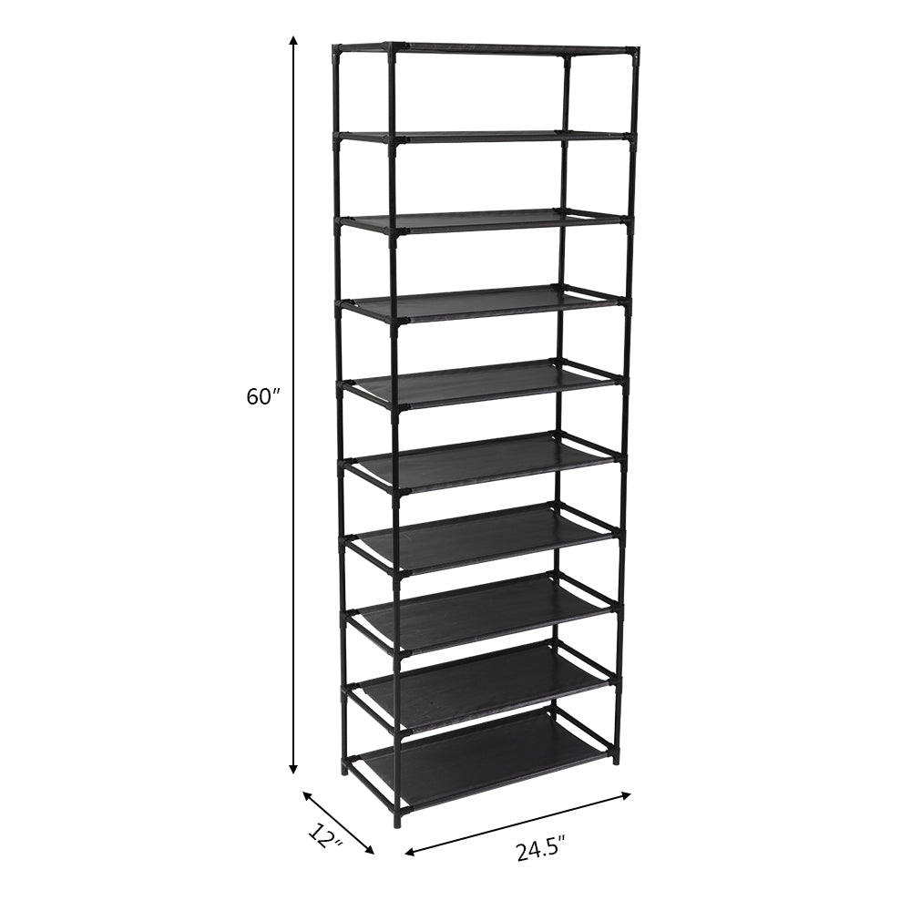 Étagère de rangement pliable 10 niveaux Étagère organisateur pliable longue étagère pour chaussures