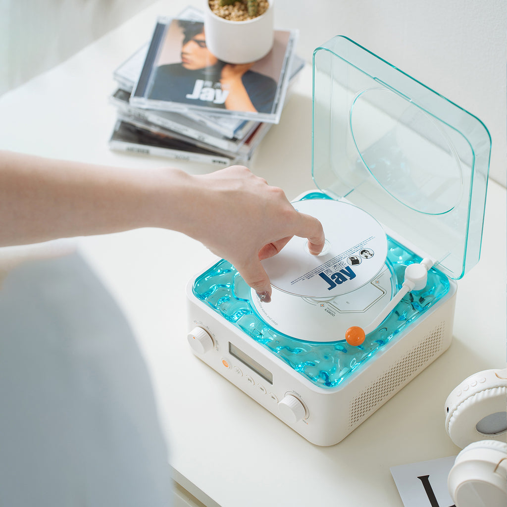 Lecteur Water Ripple Bluetooth Audio Vinyl écran rétro bidirectionnel Audio CD Bluetooth All-in-o
