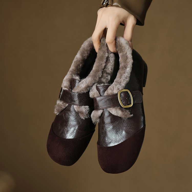 Chaussures en cuir plat vintage pour femmes