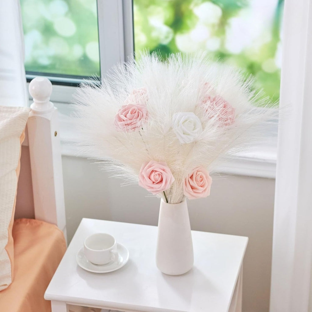 Ensemble de 50 décors de pampas artificiels blancs