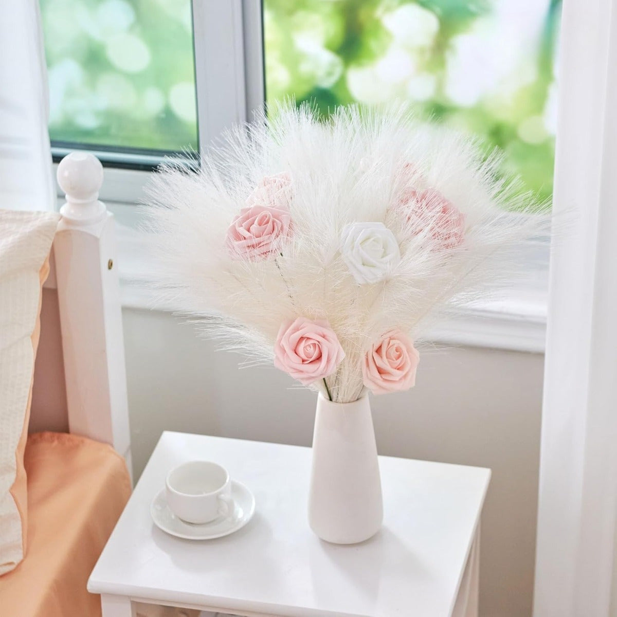 Ensemble de 50 décors de pampas artificiels blancs