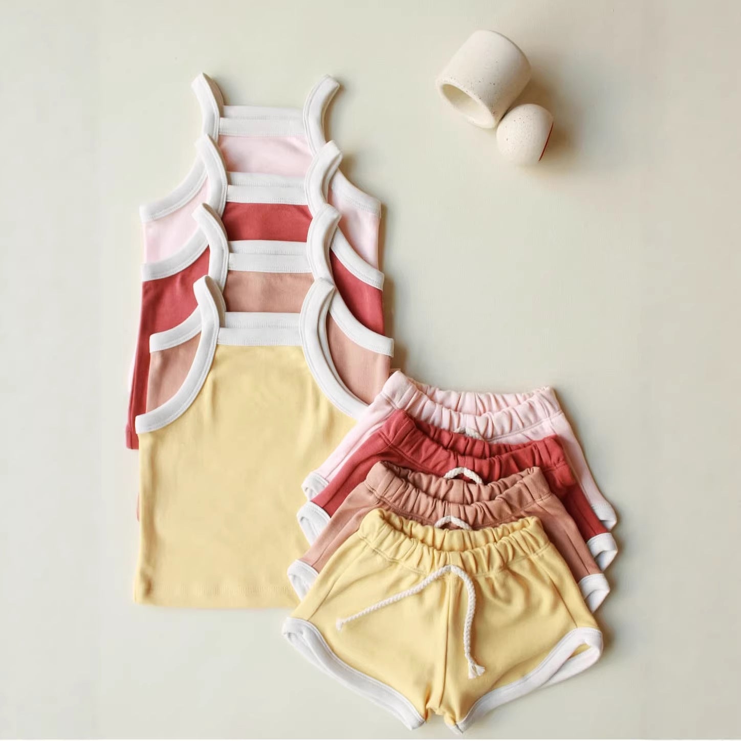 Bébé Summer Outfit Suspender Vest et shorts ensemble filles