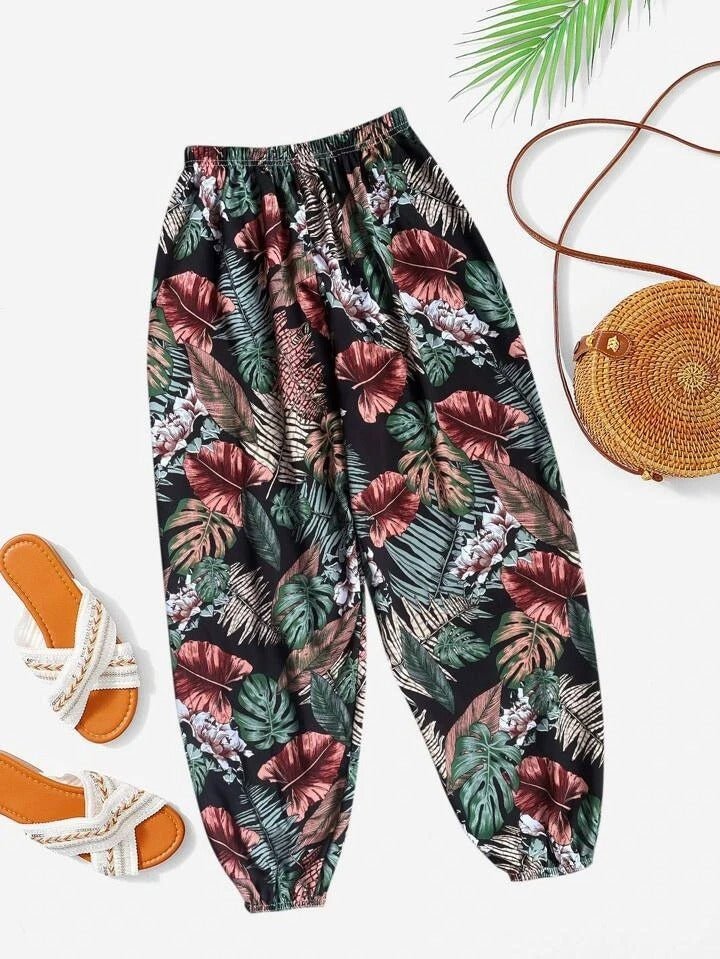Pantalons à bande de cheville imprimée Comfort Casual