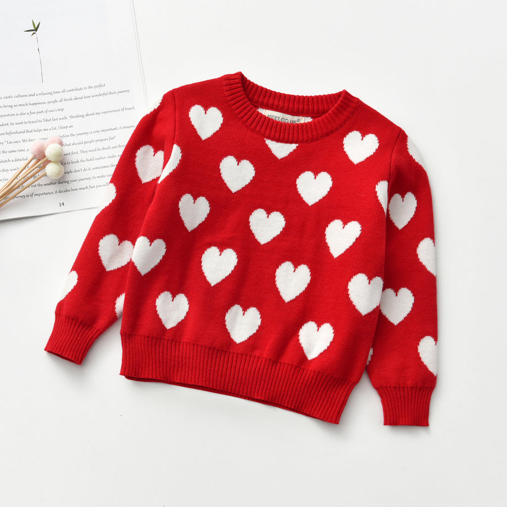 Coeur Col rond Manches longues Chandails pour enfants