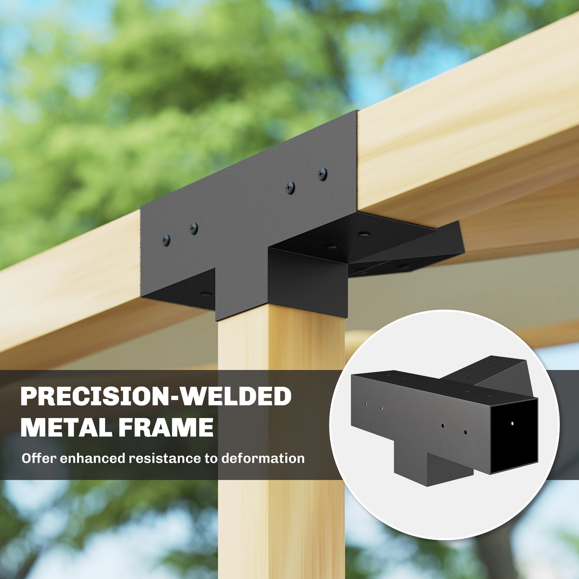 Ensemble de pergola, supports de pergola inclinés à 15° avec supports de pergola, bases de poste, supports muraux
