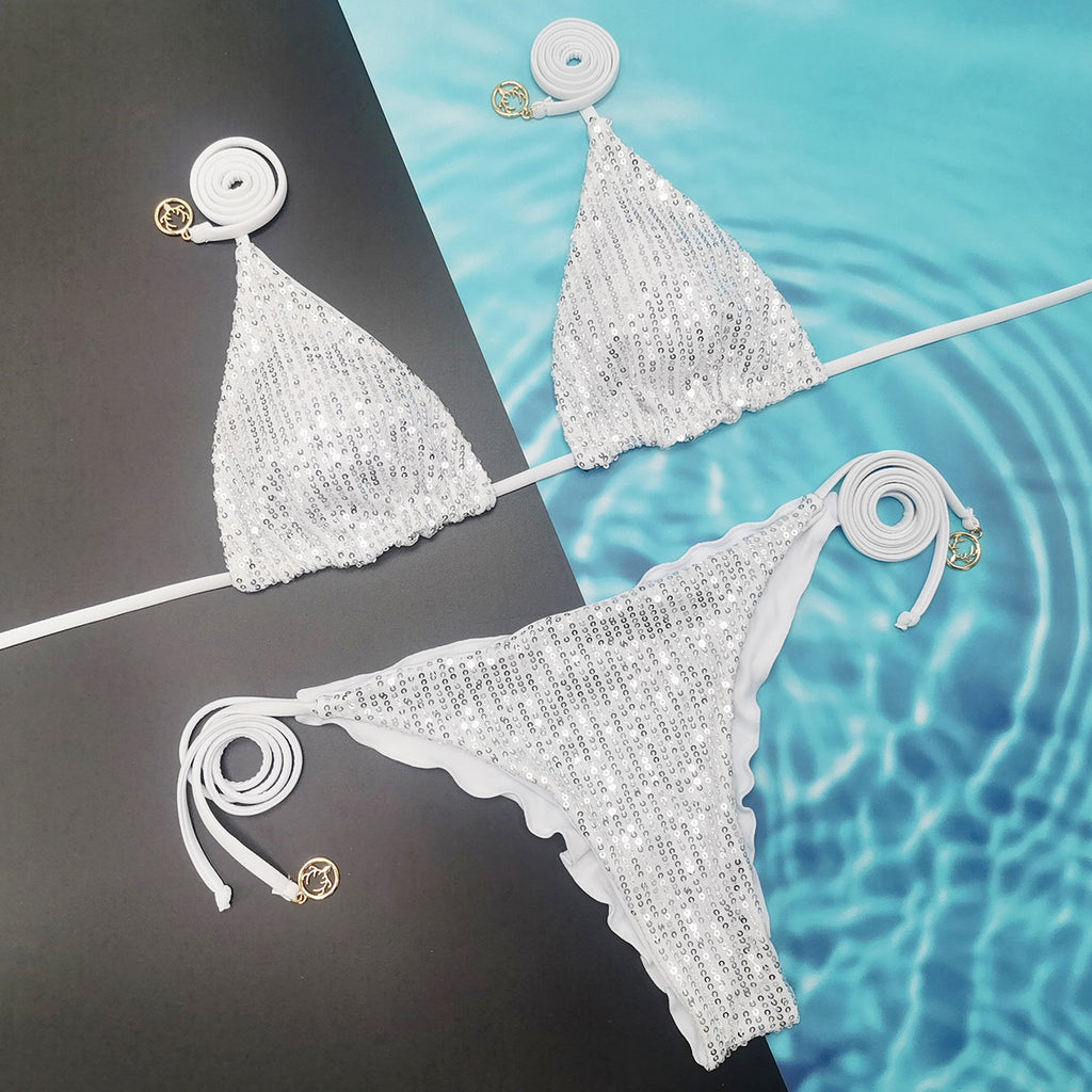Briefs bikini pour femmes à paille brillant