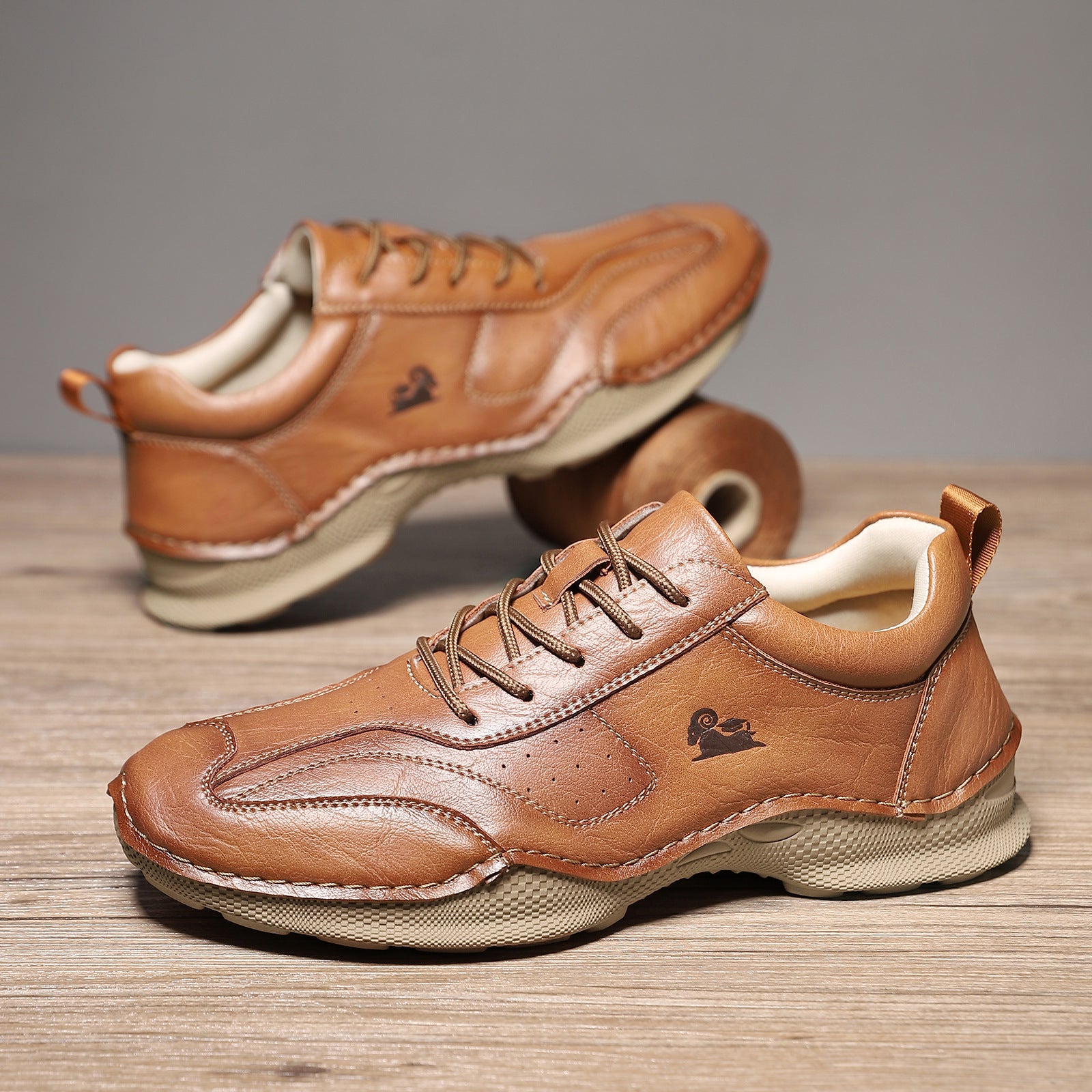 Chaussures décontractées en cuir plat pour hommes