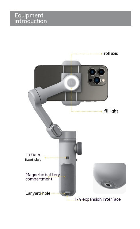 Stabilisateur PTZ mobile Pro Intelligent Trois axes Anti-shake