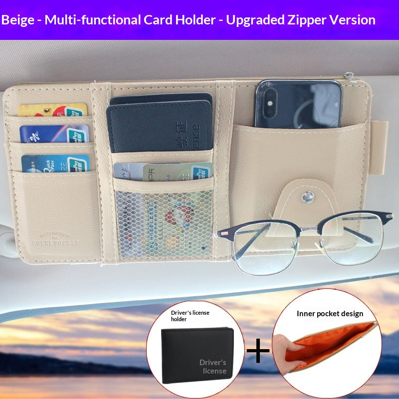 Zippered voiture carte d'affaires et porte-vitres