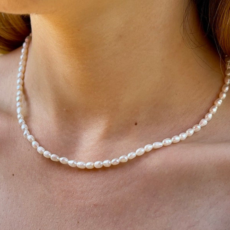 Collier de perles d'eau douce naturel pour les femmes léger luxe minorité style doux cool Clavicl