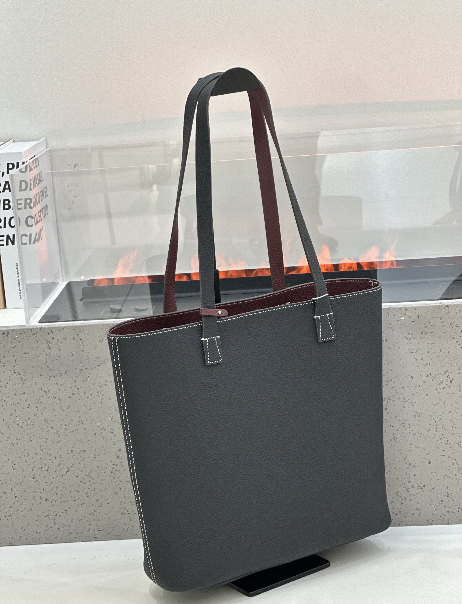 Sac à bandoulière double side style coréen TC Top Layer Sac à seau en cuir de vache Grande capacité ouverte
