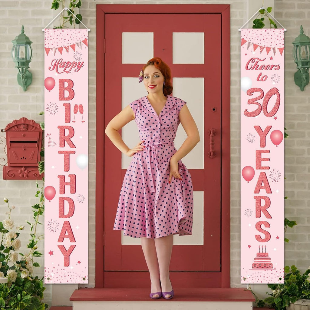 Ensemble de 2 décorations de portes pour 30 ans en or rose