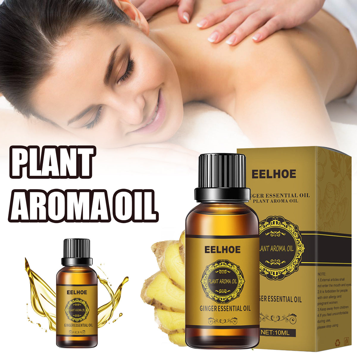 Huile essentielle de gingembre Huile végétale 10ml Humidificateur de massage corporel