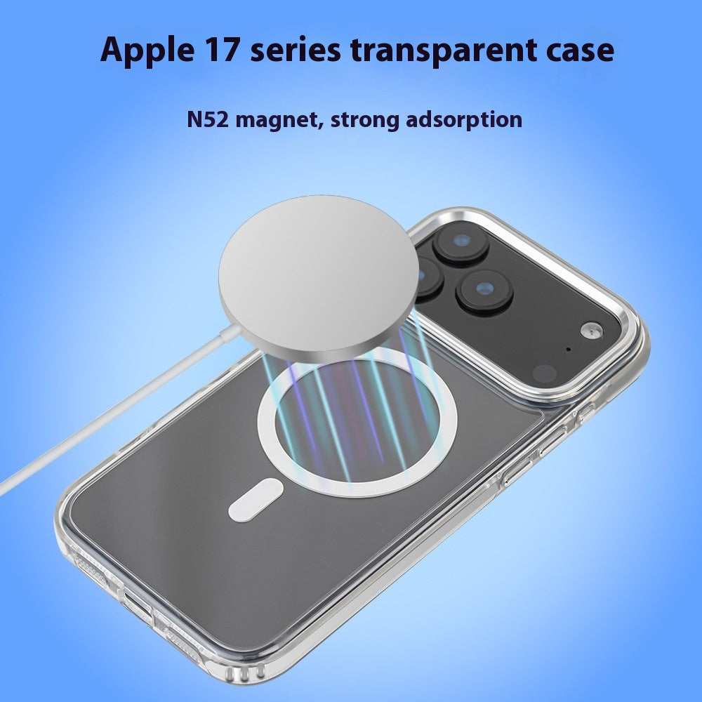 Aspiration magnétique Applicable 17ProMax Cas de téléphone transparent