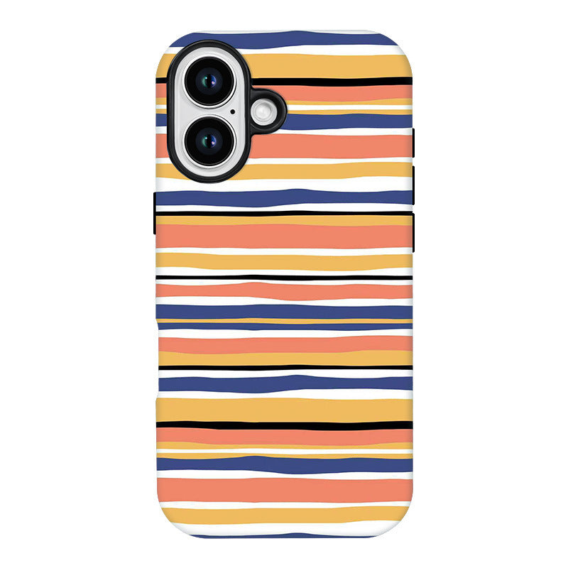 Cas de téléphone rayé coloré Creative 2 en 1 Design personnalisable