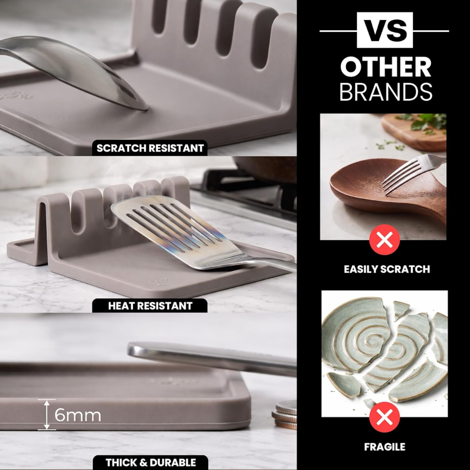 Zulay Kitchen Multi-Utensile Silicone Spoon Repos - Stovetop résistant à la chaleur Porte-rembourrage