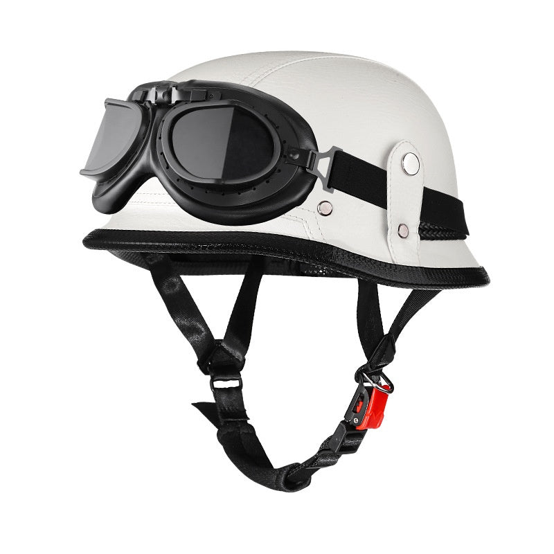 Casque de moto en cuir PU de style rétro