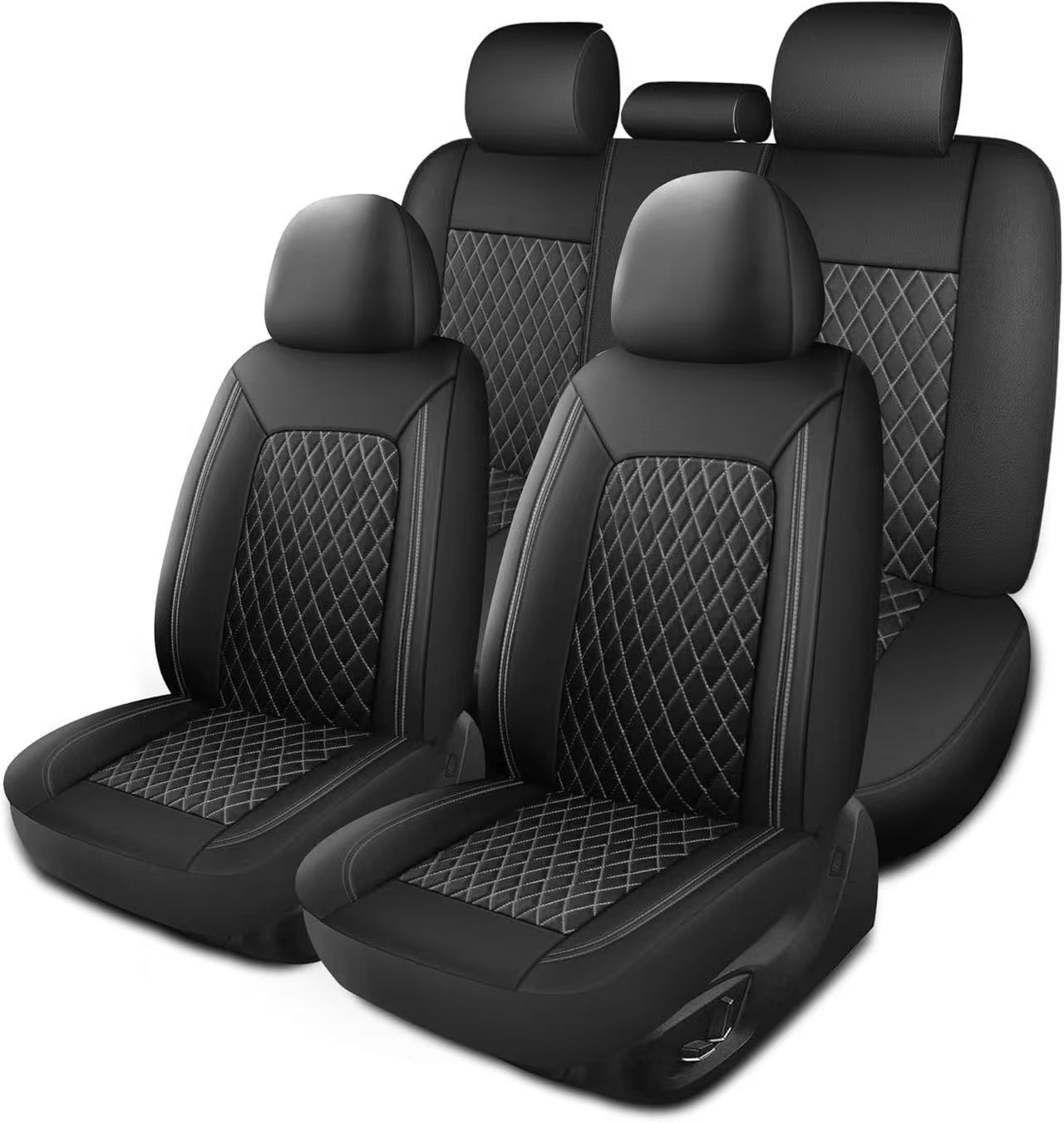 Housse siège voiture cuir PU, finition matelassée motif losanges